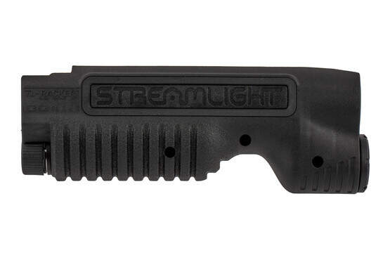 The Streamlight TL Racker weapon light forend is molded from Nylon and features an ambidextrous switch